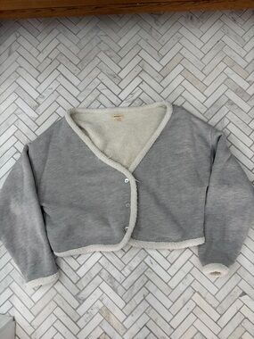 DONNI. Gray Cropped Sweater Terry Poodle Sweater